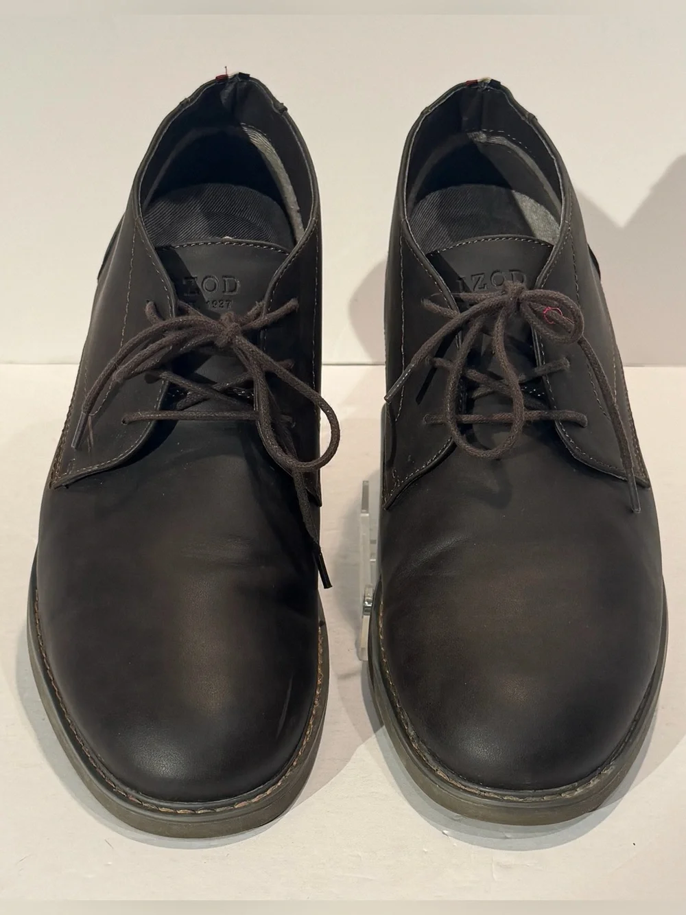 Izod Mens 11 Med Inwood Gaucho Chukka Boots Brown Faux Leather Lace Up